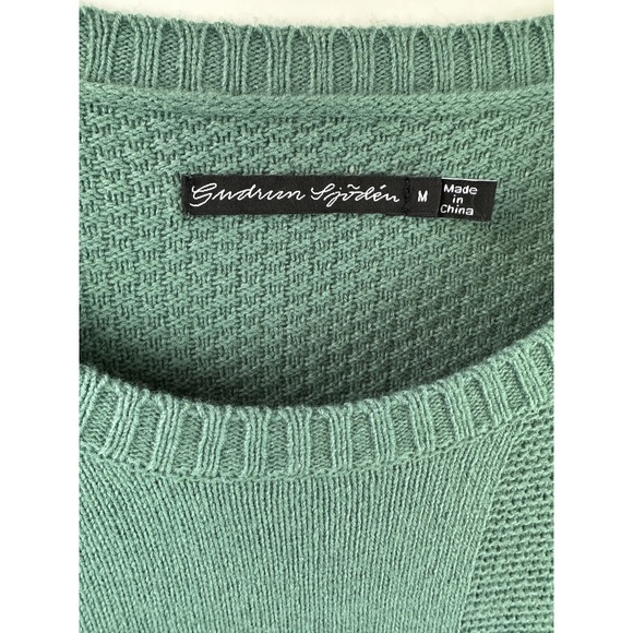 Gudrun Sjödén Sweater Dress Medium Teal Green Knit Tunic Knee Length Cotton Wool - Picture 5 of 10